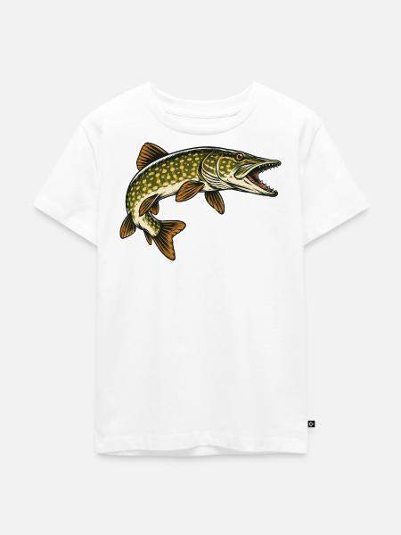 Hecht Raubfisch Angeln - Kinder Premium Bio T-Shirt - Weiß