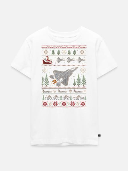 F22 Raptor Weihnachtspullover - Kinder Premium Bio T-Shirt - Weiß