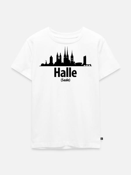Halle Skyline - Kinder Premium Bio T-Shirt - Weiß