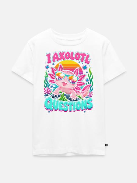 Axolotl am Strand mit Sonnenbrille - Kinder Premium Bio T-Shirt - Weiß