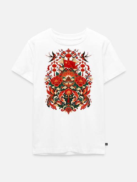 China | Laternen, Koi & Volkskunst - Kinder Premium Bio T-Shirt - Weiß