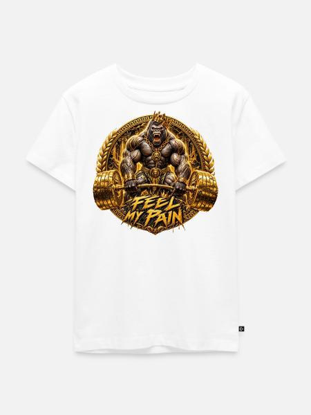 Gorilla Workout Spruch Motivation - Kinder Premium Bio T-Shirt - Weiß