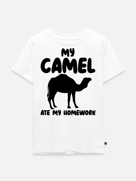 Kamel Hausaufgaben Humor - Kinder Premium Bio T-Shirt - Weiß