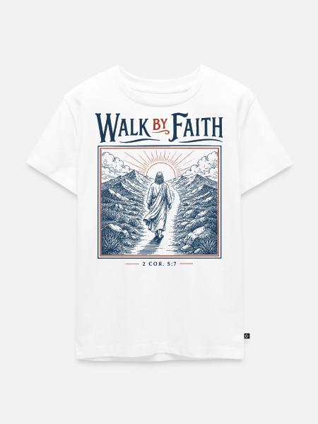 Walk By Faith Mountain Path - Kinder Premium Bio T-Shirt - Weiß