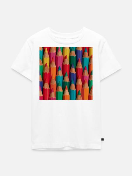 Mehrfarbige Bleistiftpalette - Kinder Premium Bio T-Shirt - Weiß