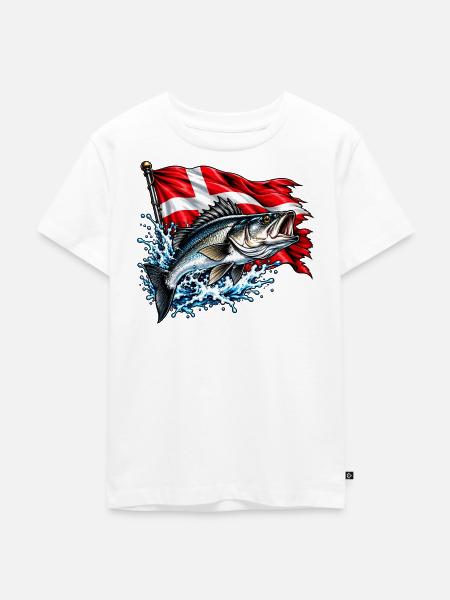 Wolfsbarsch und Flagge - Kinder Premium Bio T-Shirt - Weiß