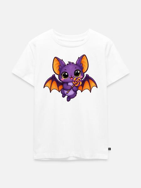 Gierige lila Fledermaus - Kinder Premium Bio T-Shirt - Weiß