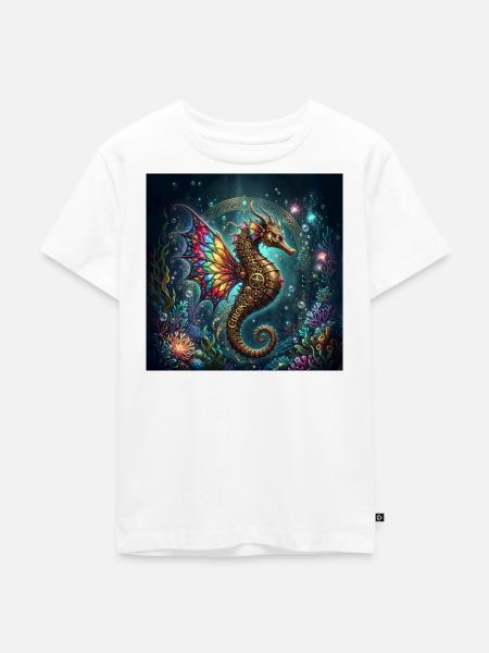 Steampunk-Seepferdchen - Kinder Premium Bio T-Shirt - Weiß