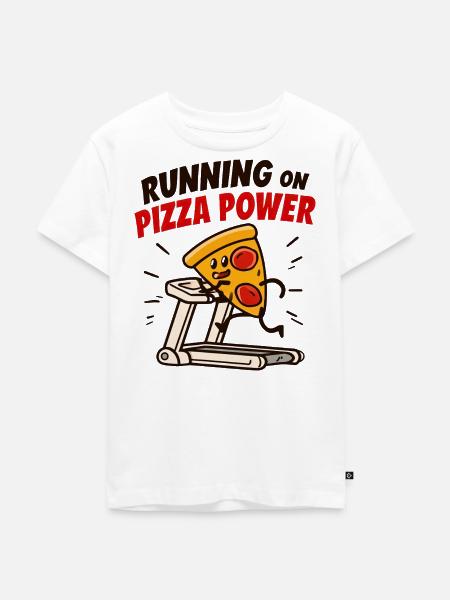 Pizza Power Laufbandheld - Kinder Premium Bio T-Shirt - Weiß