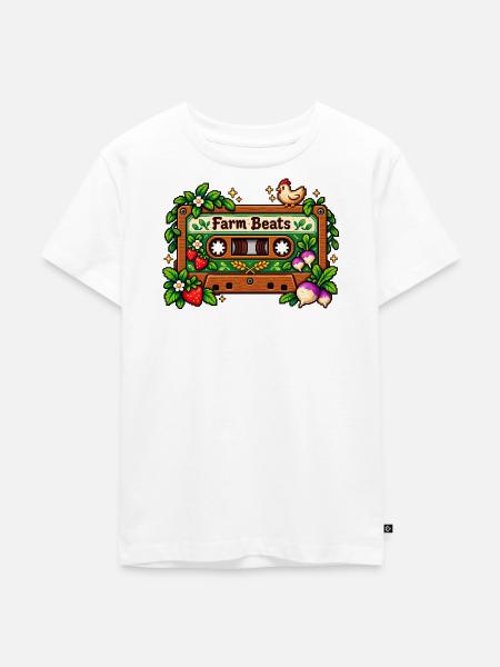 Farm Beats Pixel Cassette - Kinder Premium Bio T-Shirt - Weiß