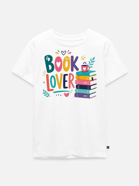 Buchliebhaber Farbenfroh - Kinder Premium Bio T-Shirt - Weiß