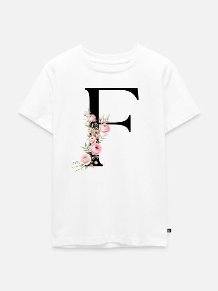F Buchstabe Monogram Floral - Kinder Premium Bio T-Shirt - Weiß