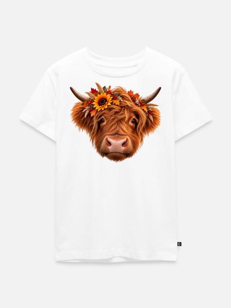 Autumn Highland Cow - Kinder Premium Bio T-Shirt - Weiß