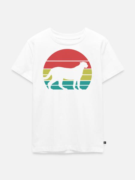 Gepard Retro Silhouette - Kinder Premium Bio T-Shirt - Weiß