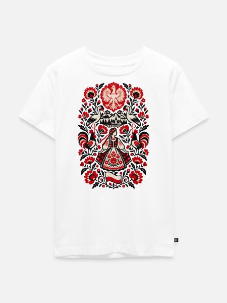Polen | Störche, Tracht & Volkskunst - Kinder Premium Bio T-Shirt - Weiß
