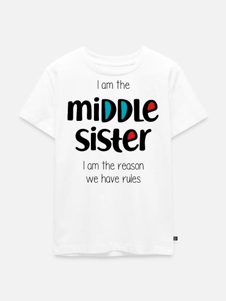Mittlere Schwester - Kinder Premium Bio T-Shirt - Weiß
