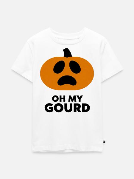 Oh My Gourd: Frightened Pumpkin Icon - Kinder Premium Bio T-Shirt - Weiß