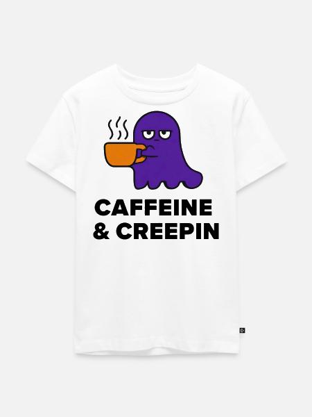Kaffeegeist: Caffein & Creepin - Kinder Premium Bio T-Shirt - Weiß