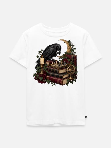 Rabe beim Schachspiel - Kinder Premium Bio T-Shirt - Weiß
