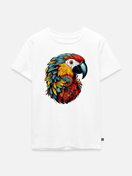Papagei Ara Kopf Bunt - Kinder Premium Bio T-Shirt - Weiß