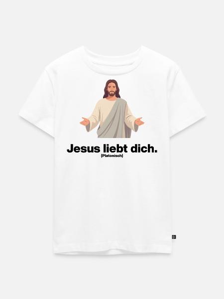 JESUS LIEBT DICH. PLATONISCH. - Kinder Premium Bio T-Shirt - Weiß