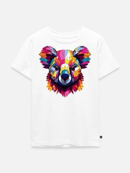 Geometrischer Regenbogen Koala - Kinder Premium Bio T-Shirt - Weiß