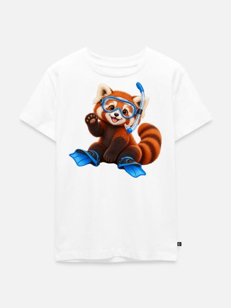 Tauchender Red Panda - Kinder Premium Bio T-Shirt - Weiß