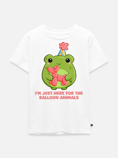 Fröhlicher Frosch mit Ballontier mit Spruch - Kinder Premium Bio T-Shirt - Weiß