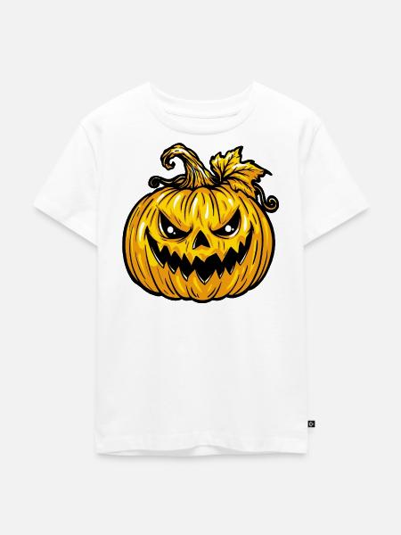 Kurbis Halloween Grusel - Kinder Premium Bio T-Shirt - Weiß