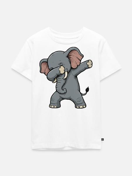 Dab-Elefant Cartoon - Kinder Premium Bio T-Shirt - Weiß