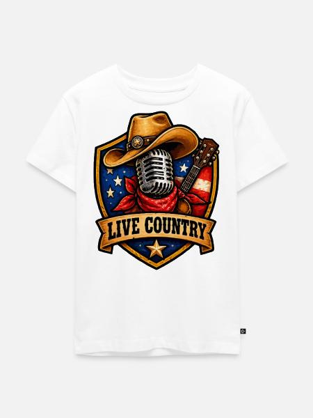 Live Country Shield Musikkultur - Kinder Premium Bio T-Shirt - Weiß
