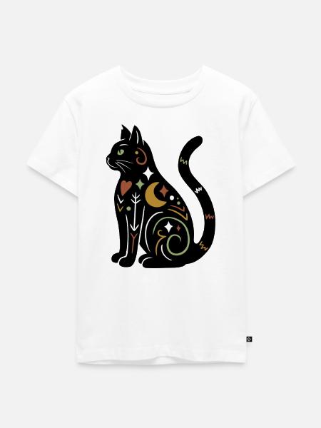 Magische Katze - Schwarz Bunt - Kinder Premium Bio T-Shirt - Weiß
