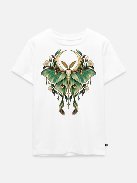 Mondmotte im Jugendstil - Kinder Premium Bio T-Shirt - Weiß