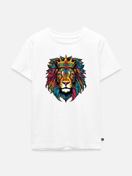 Löwe mit Krone - Kinder Premium Bio T-Shirt - Weiß