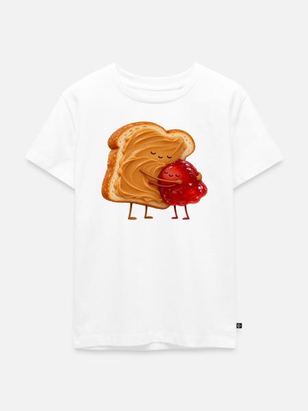 Kuschelt Toast mit Marmelade - Kinder Premium Bio T-Shirt - Weiß