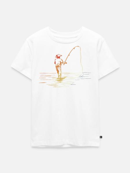 Fischer Zeichnung Retro Stil - Kinder Premium Bio T-Shirt - Weiß
