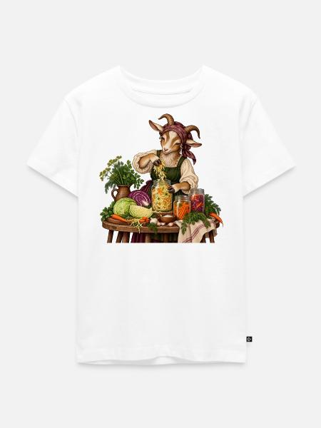 Ziege fermentiert Gemüse - Kinder Premium Bio T-Shirt - Weiß