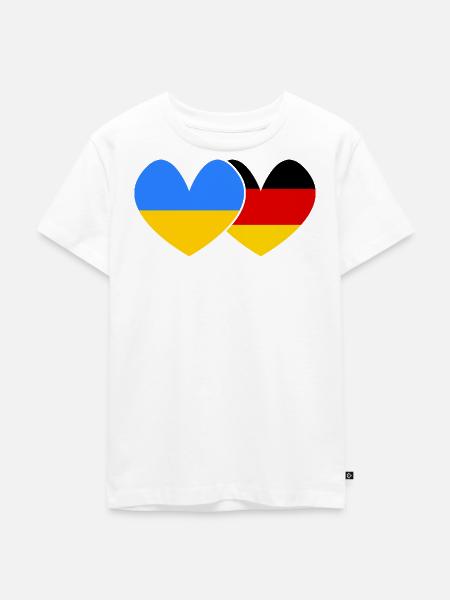 Ukraine Deutschland Freundschaft  - Kinder Premium Bio T-Shirt - Weiß