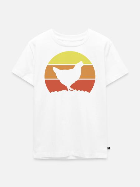 Huhn Silhouette Retro - Kinder Premium Bio T-Shirt - Weiß