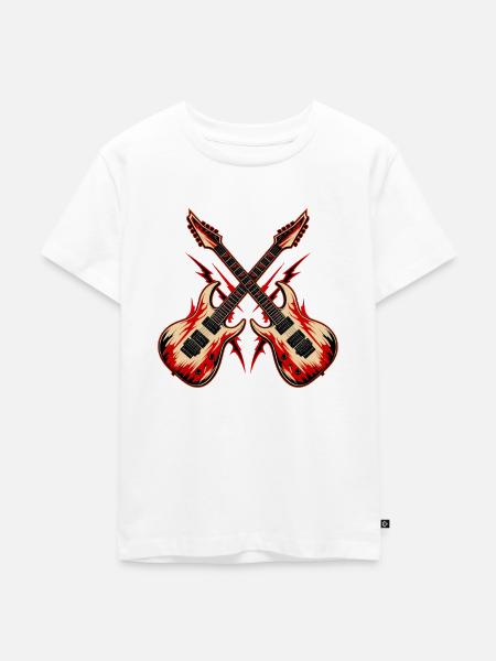 2 Gekreuzte Gitarren - Kinder Premium Bio T-Shirt - Weiß