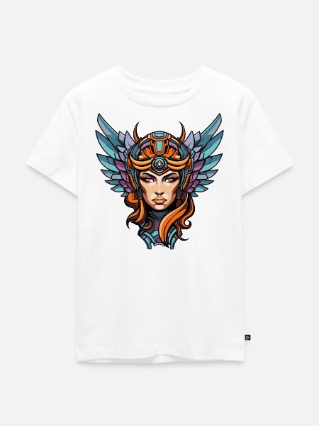 Flügelkriegerin Metallhelm - Kinder Premium Bio T-Shirt - Weiß