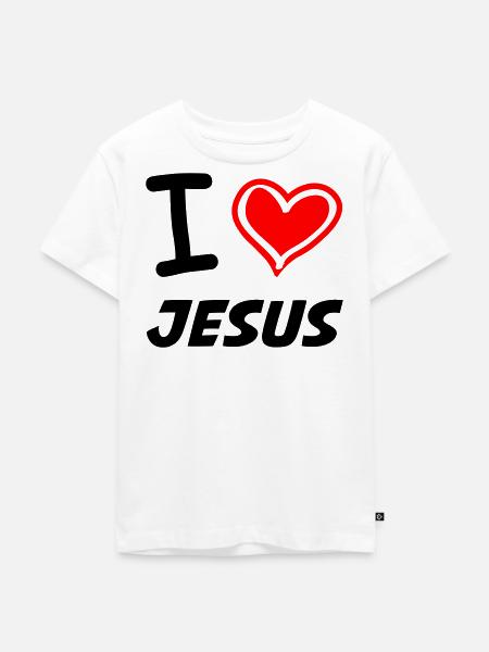 I Love Jesus - Kinder Premium Bio T-Shirt - Weiß