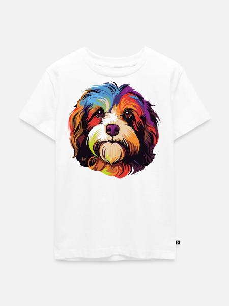 Buntes Hundeporträt Pop-Art - Kinder Premium Bio T-Shirt - Weiß