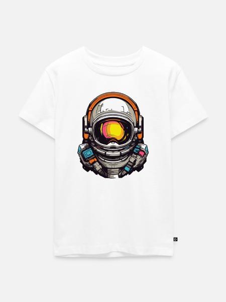 Bunter Astronautenhelm Grafik - Kinder Premium Bio T-Shirt - Weiß