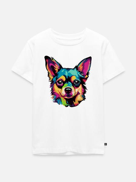 Pop-Art Hundegesicht - Kinder Premium Bio T-Shirt - Weiß