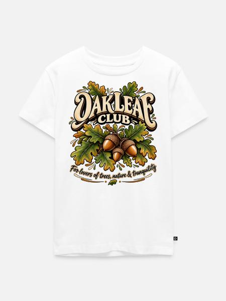 Oak Leaf Club – Eichenblätter & Eicheln Natur - Kinder Premium Bio T-Shirt - Weiß