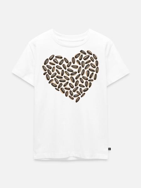 Herz aus Sonnenblumenkernen  - Kinder Premium Bio T-Shirt - Weiß