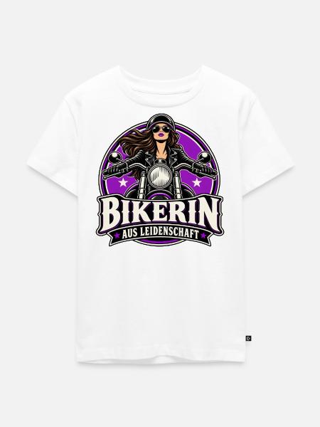 Bikerin Leidenschaft Motorrad-Style - Kinder Premium Bio T-Shirt - Weiß
