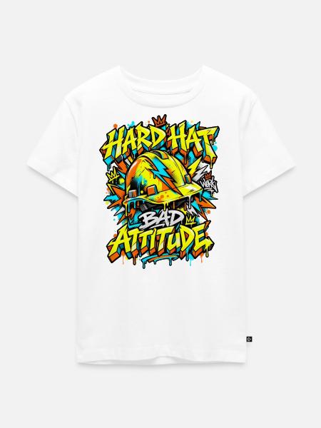 Graffiti Hard Hat Bad Attitude - Kinder Premium Bio T-Shirt - Weiß