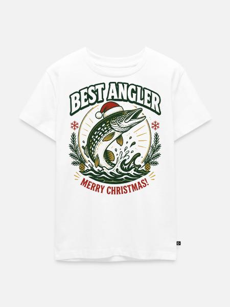 Bester Angler: Christmas Pike - Kinder Premium Bio T-Shirt - Weiß